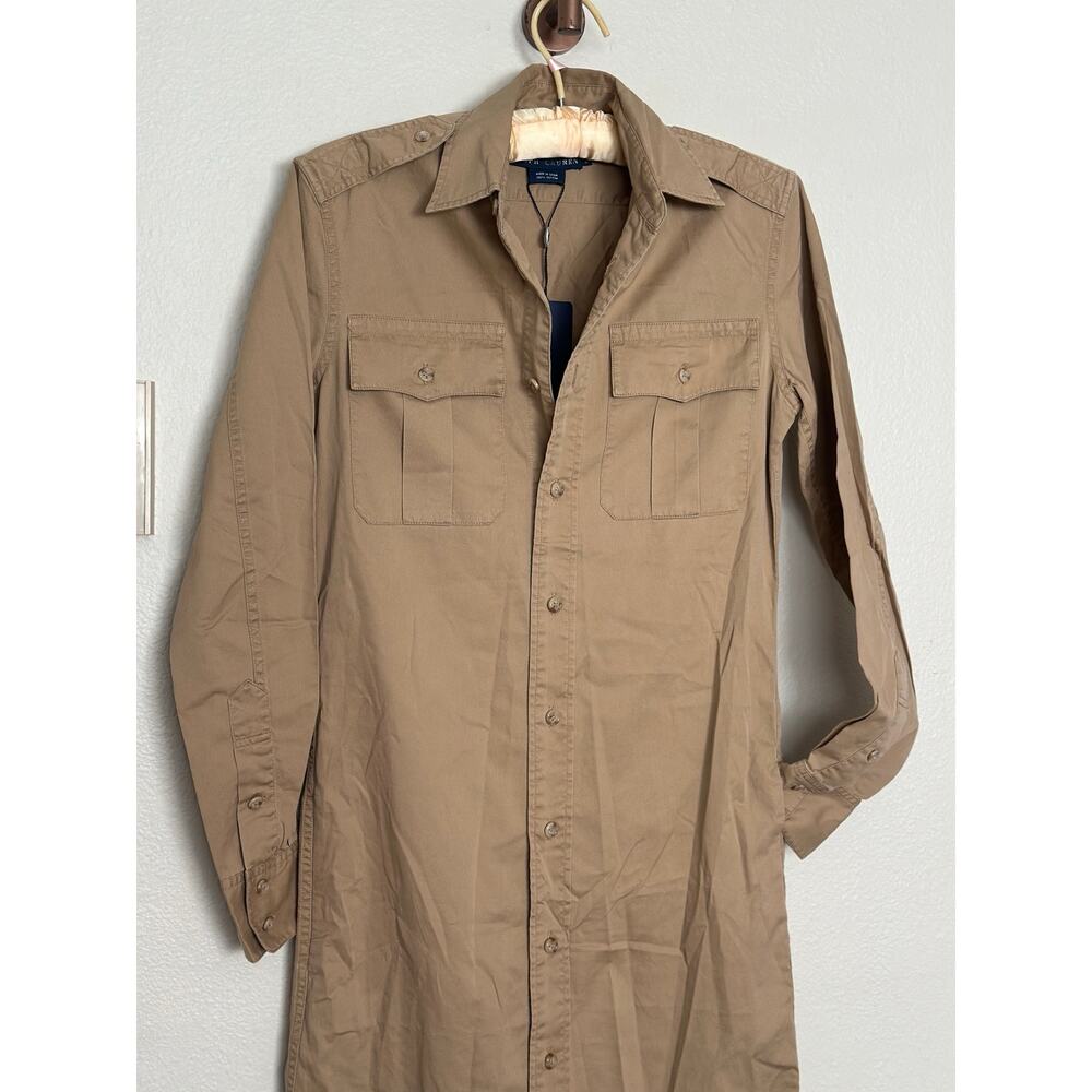 NWT Vintage Ralph Lauren Desert Explorer Maxi Dress Button Up Long Sleeve Tan - Picture 2 of 15